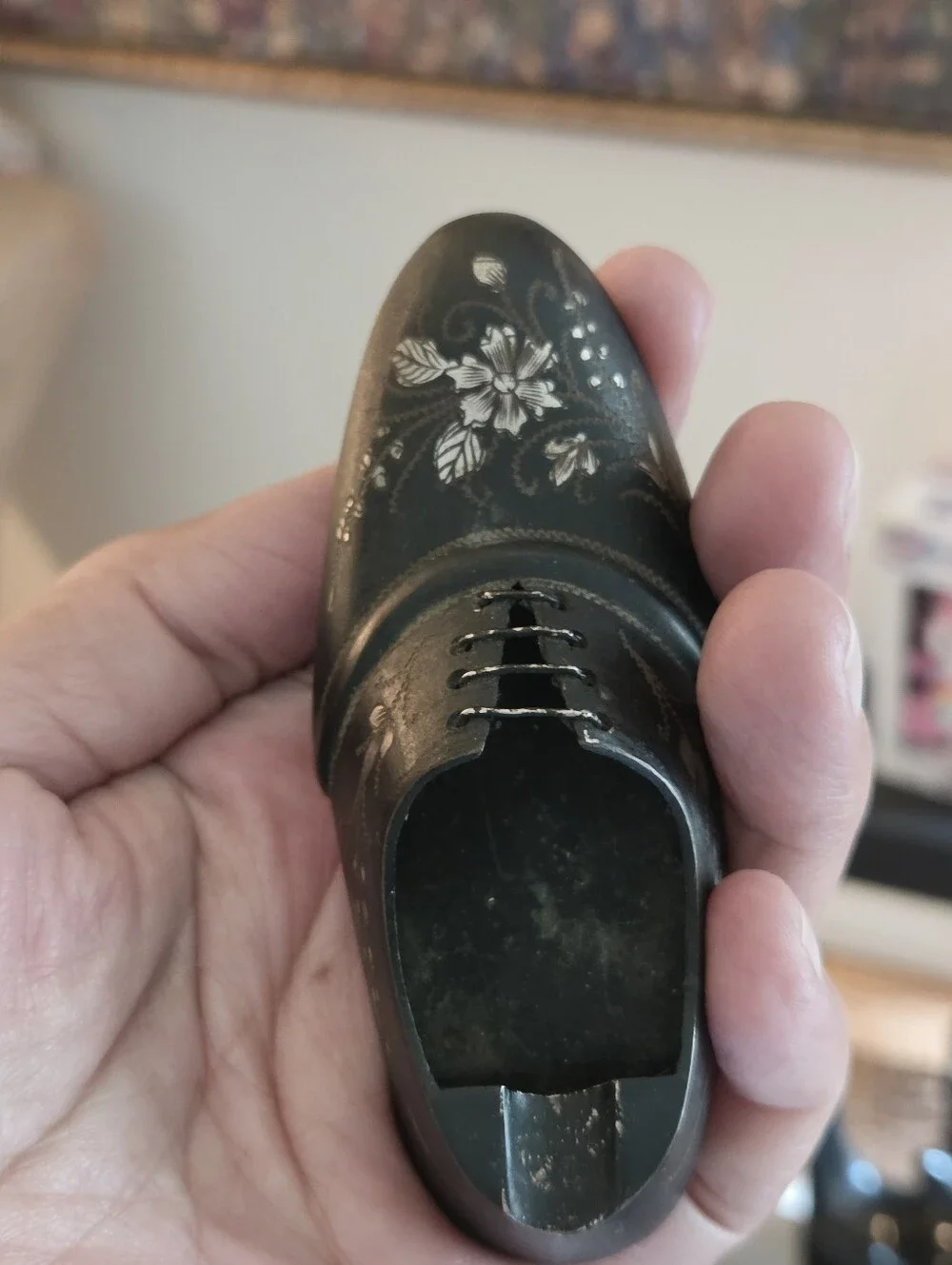 Vintage Mini Silver Bronze Shoe Ashtray